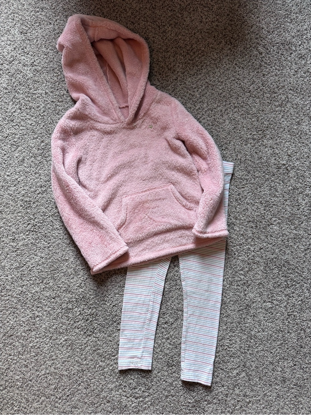 Carter's Pink Hooded Fleece Pullover & Pastel Stripe Leggings Set